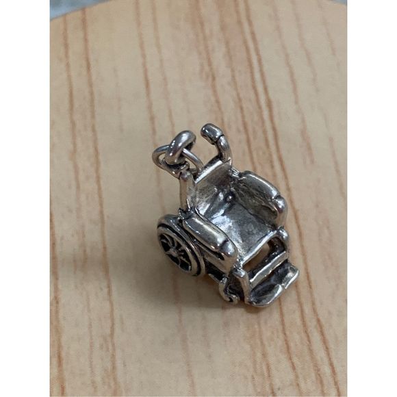 Wheelchair Sterling Silver Jewelry Charm - Picture 7 of 8